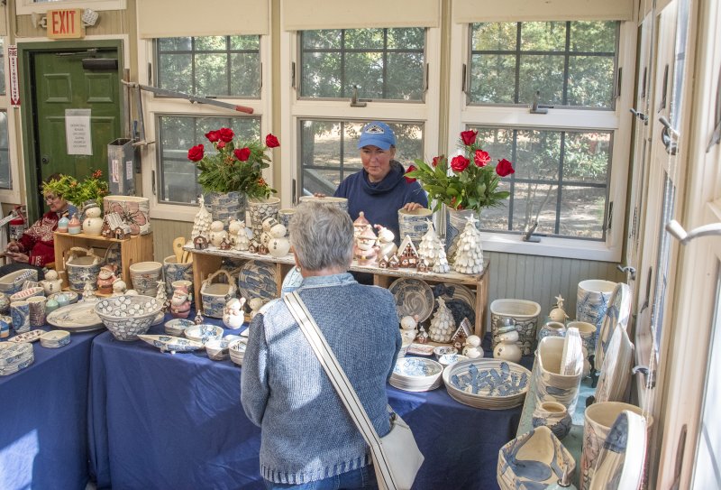 Lewes artist Lisa Chambers of Delaware Bay Clay has a sunny corner to show off her ceramics.